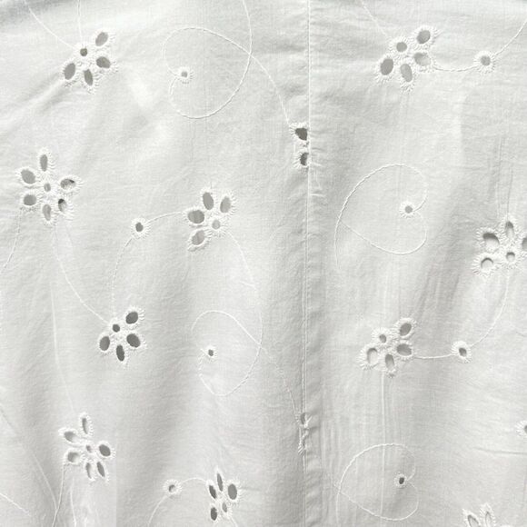 CJ Banks Top Women's 2X White Floral Hearts Tie Front Short Sleeve Shirt Blouse - Picture 5 of 12